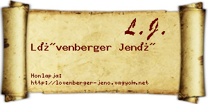 Lövenberger Jenő névjegykártya